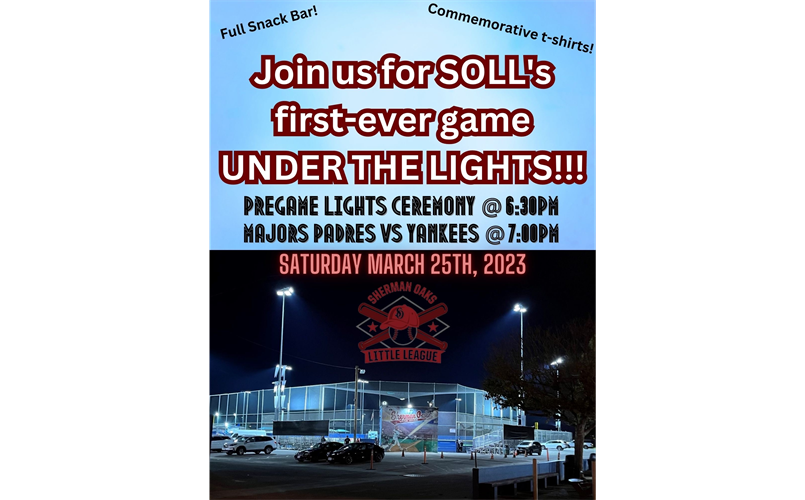 1st Ever Night Game 3/25 6:30pm